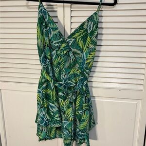 Tropical Leaf Print Romper